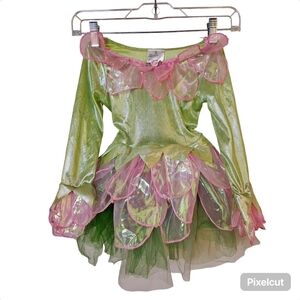Halloween green and pink fairy costume toddler size 2-4 US with tule skirt